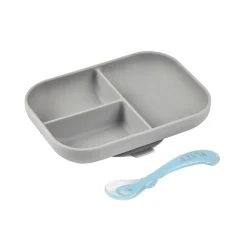 Béaba                    Set repas silicone 2 pièces compartimenté    Grey