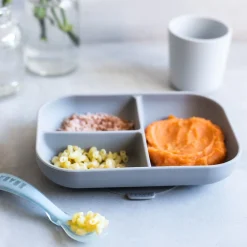 Béaba                    Set repas silicone 2 pièces compartimenté    Grey