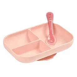Béaba                    Set repas silicone 2 pièces compartimenté    Pink