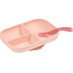 Béaba                    Set repas silicone 2 pièces compartimenté    Pink