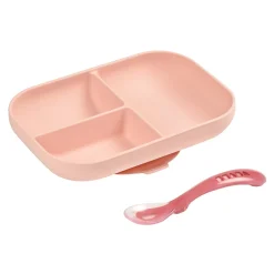 Béaba                    Set repas silicone 2 pièces compartimenté    Pink