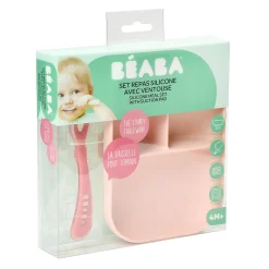 Béaba                    Set repas silicone 2 pièces compartimenté    Pink