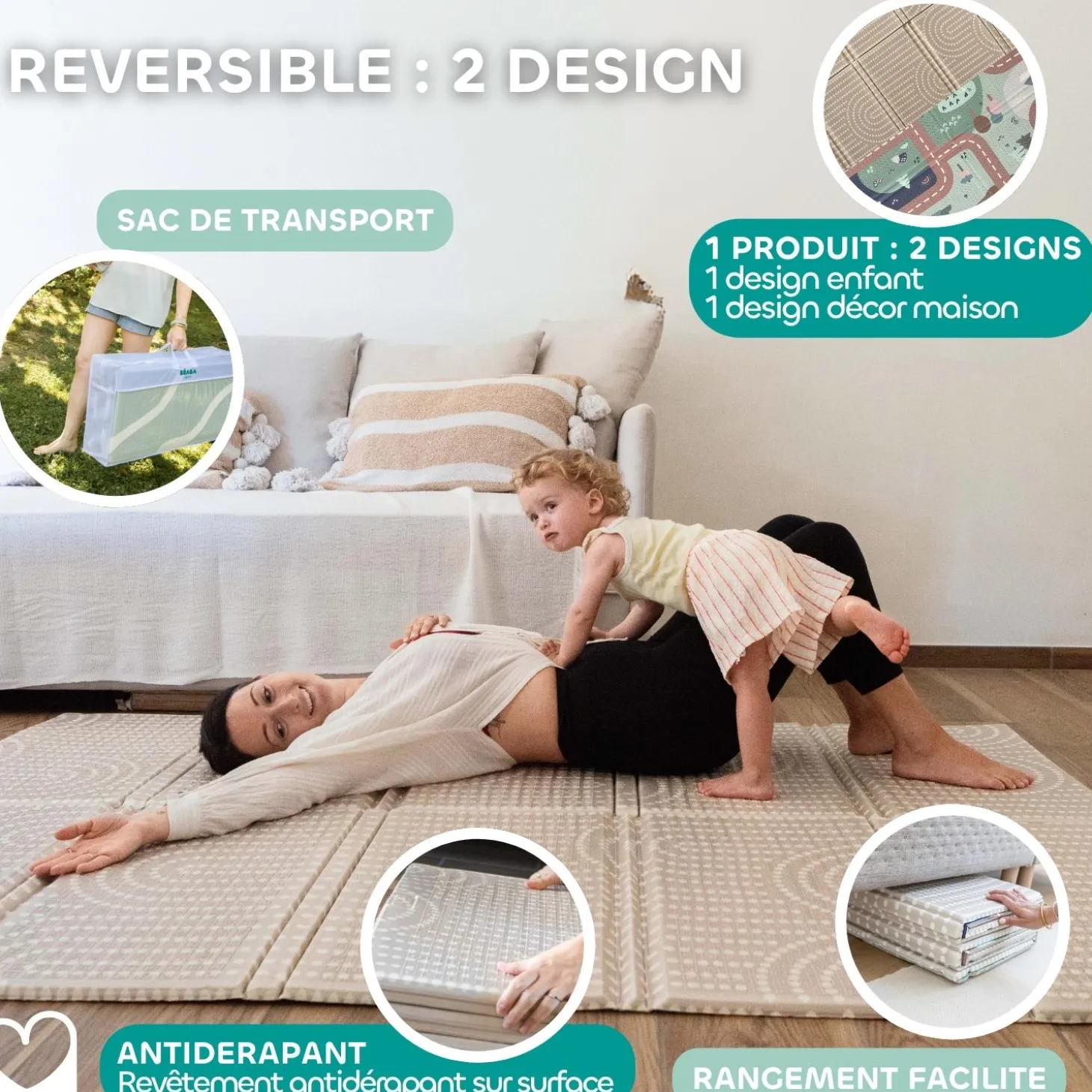 Béaba Tapis de Motricité XL Reversible Play Life Arch