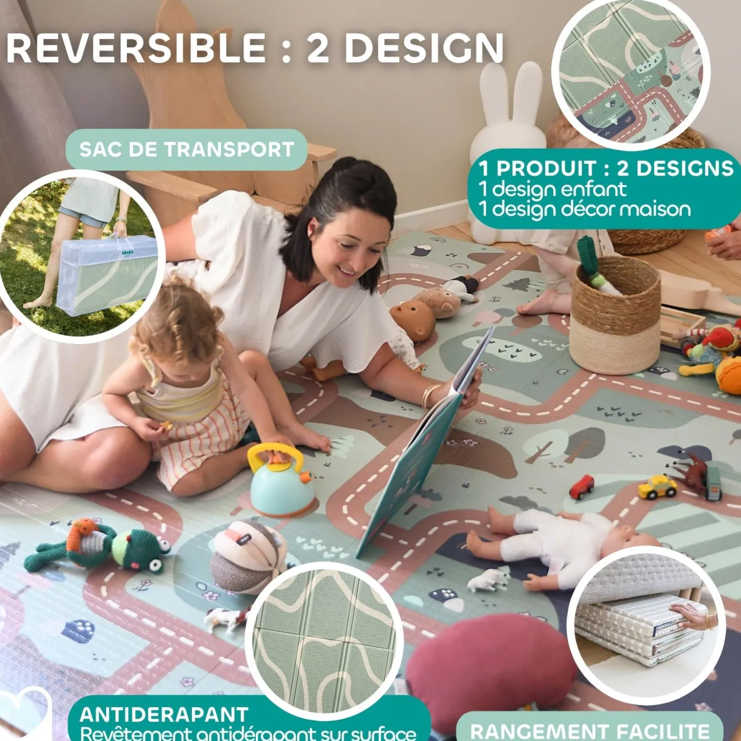 Béaba Tapis de Motricité XL Reversible Play Life Landform