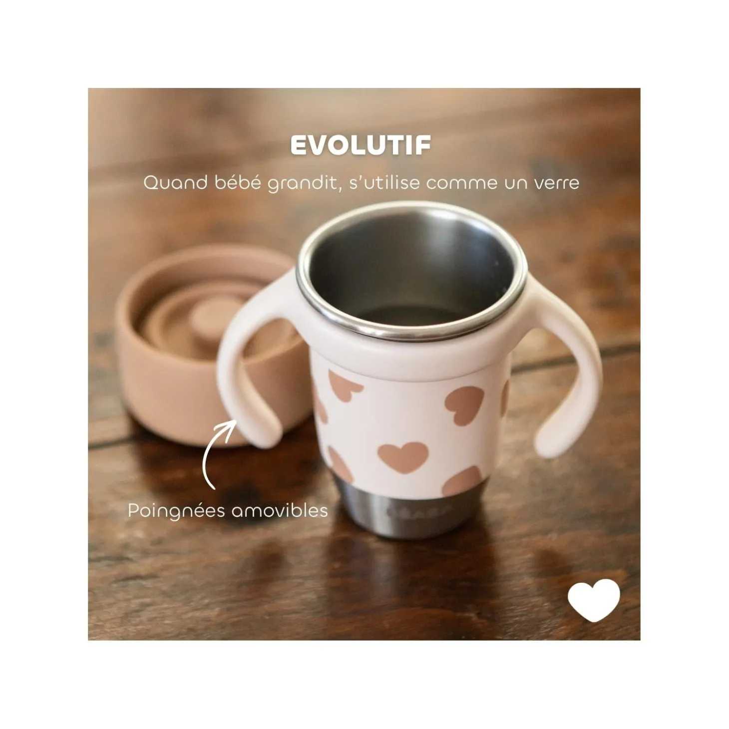 Béaba Tasse d'apprentissage Inox Click & Drink BigLove
