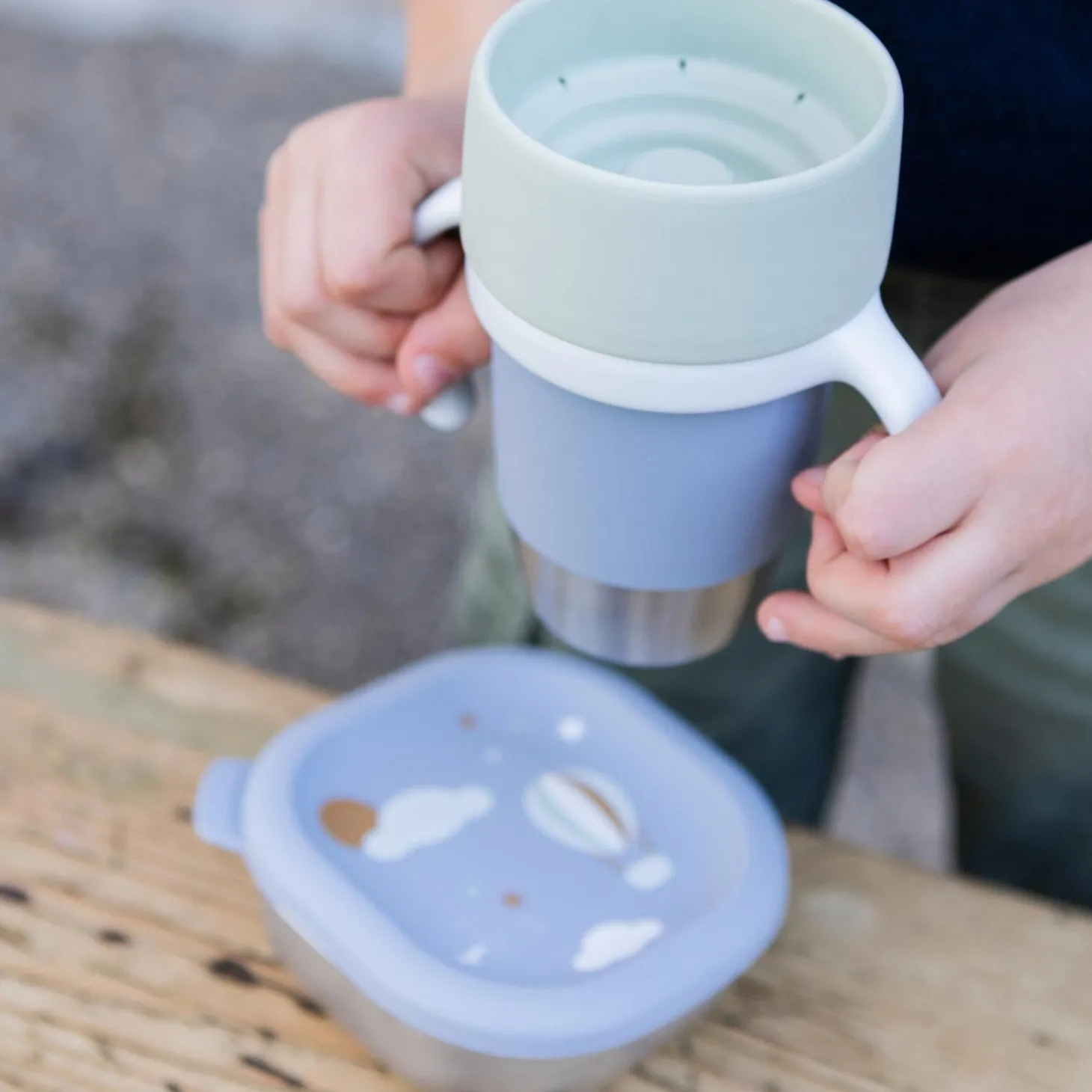 Béaba Tasse d'apprentissage Inox Click & Drink Galet