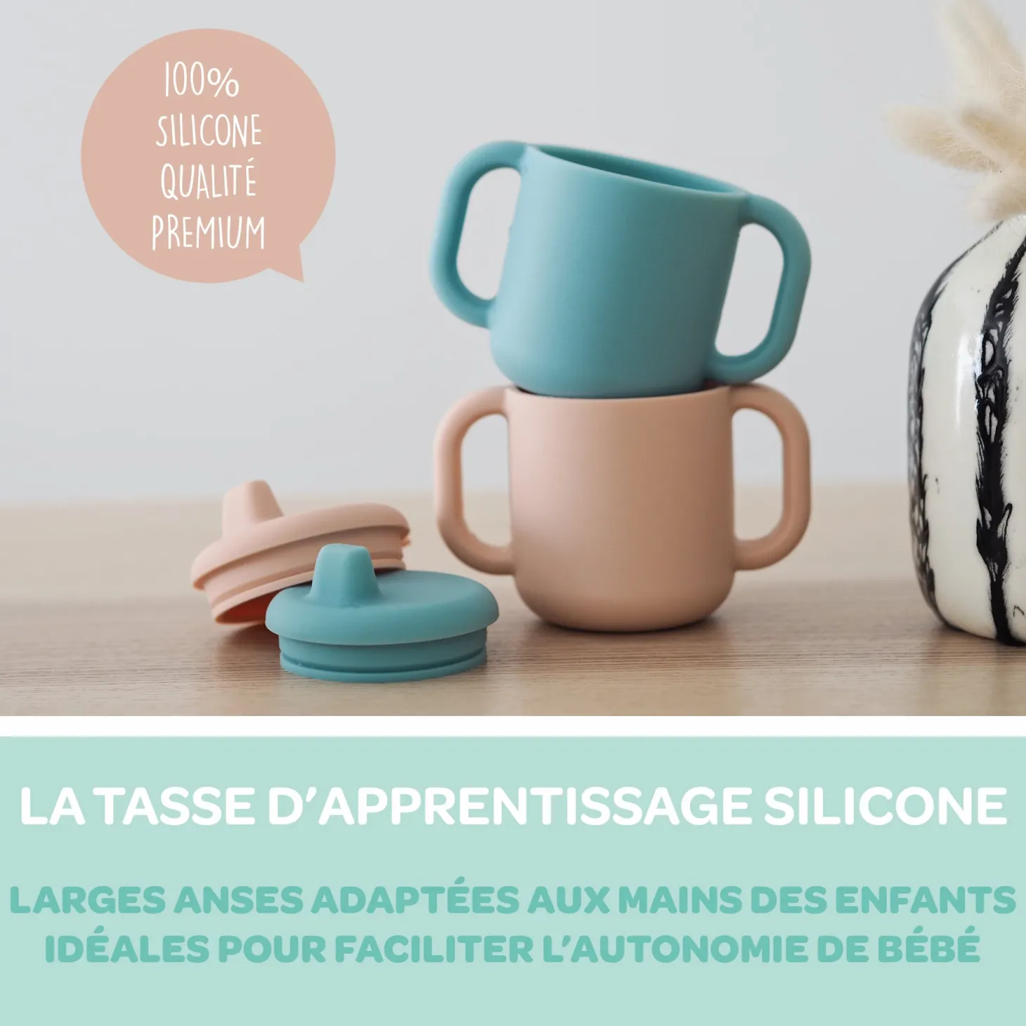 Béaba Tasse d'apprentissage silicone Blue 170 ml