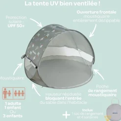 Béaba Tente Anti Uv Bébé Upf50 Lichen/Seagrass Kaki