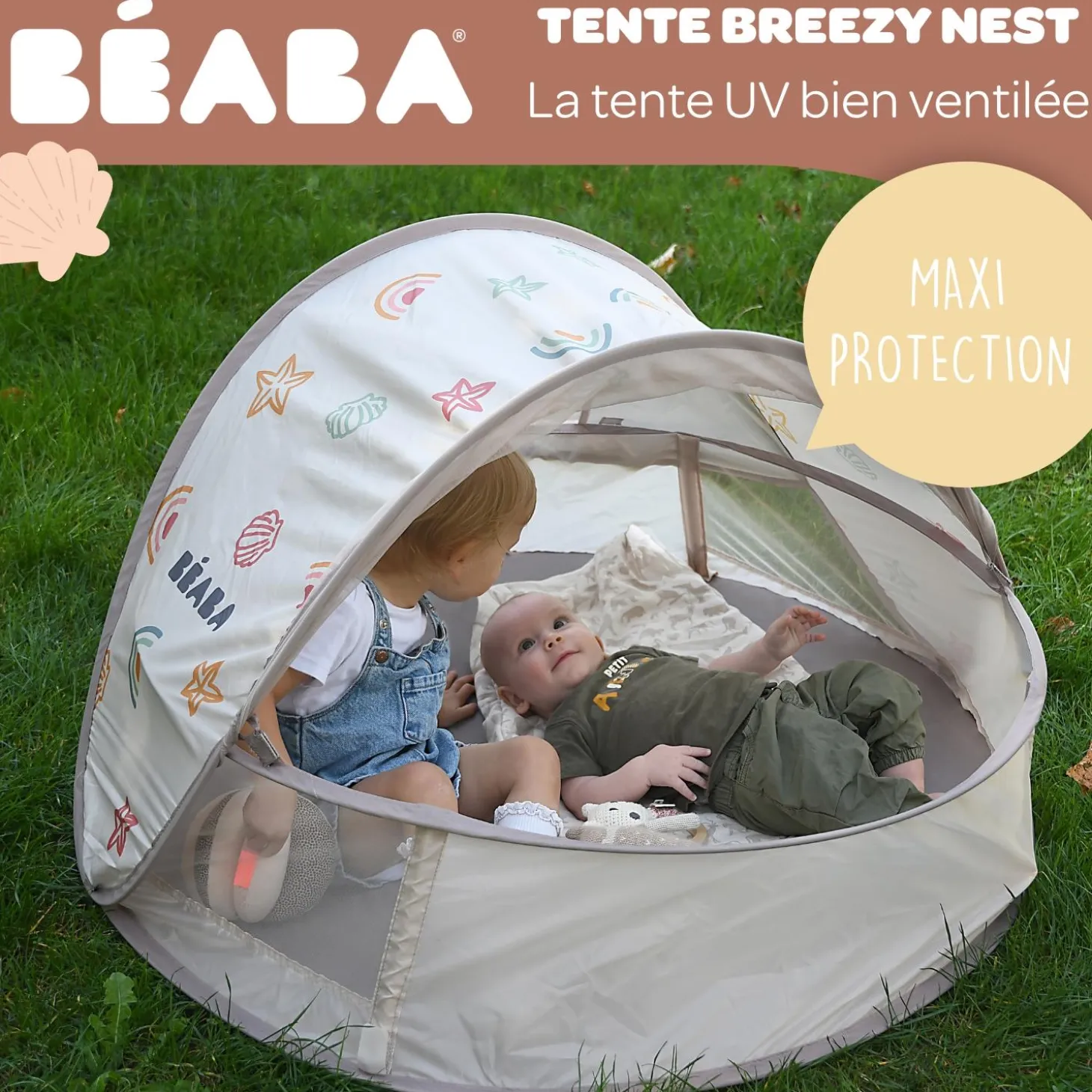 Béaba Tente Anti Uv Breezynest Clay Earth 0-24 mois