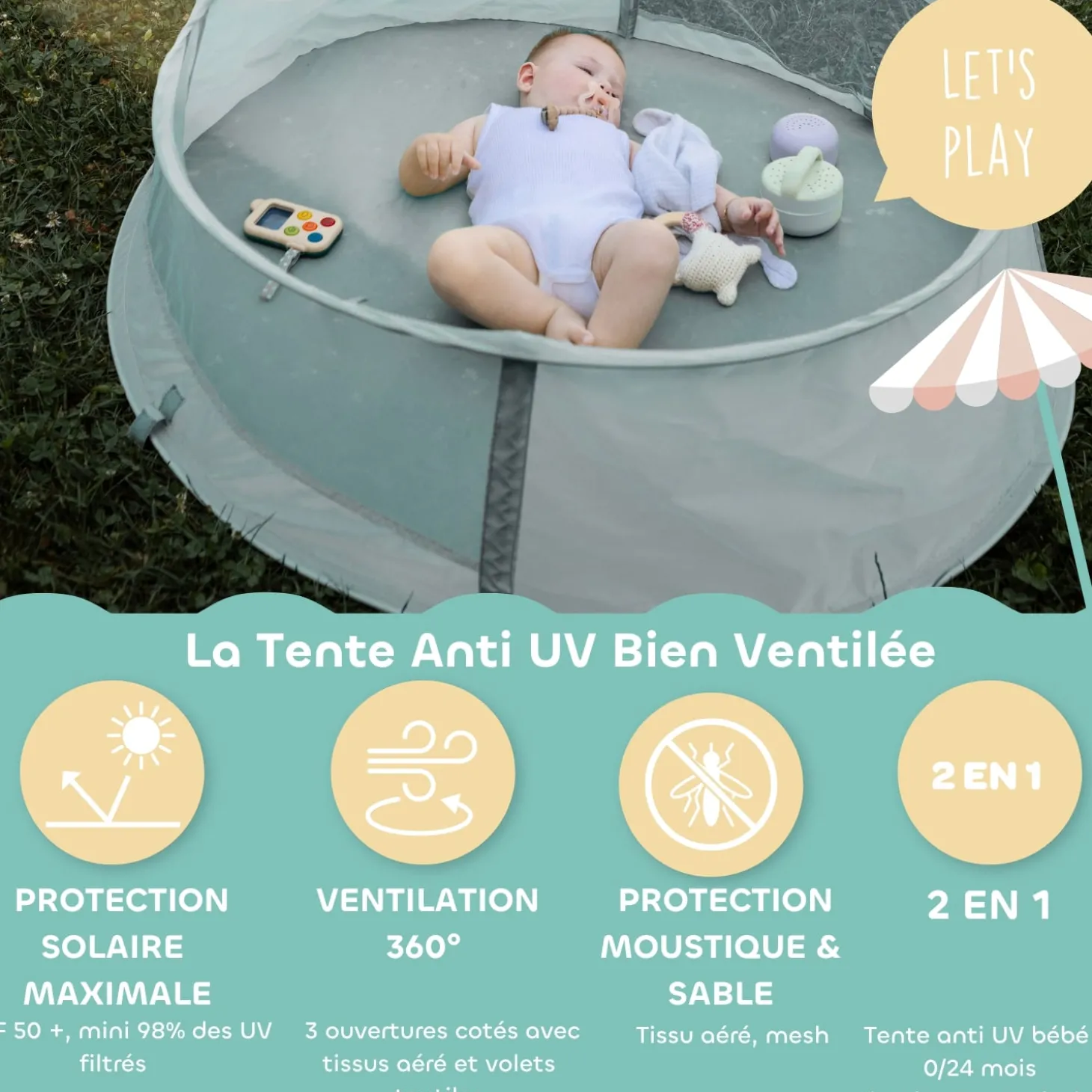 Béaba Tente Anti Uv Upf50+ Breezynest Lichen/Seagrass