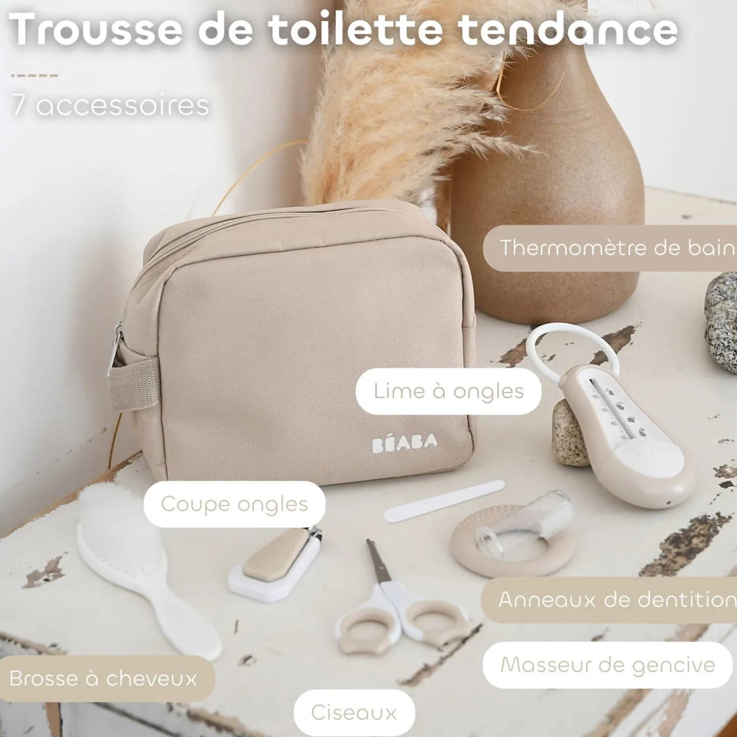 Béaba Trousse de Toilette Nomade 7 Accessoires Clay Earth