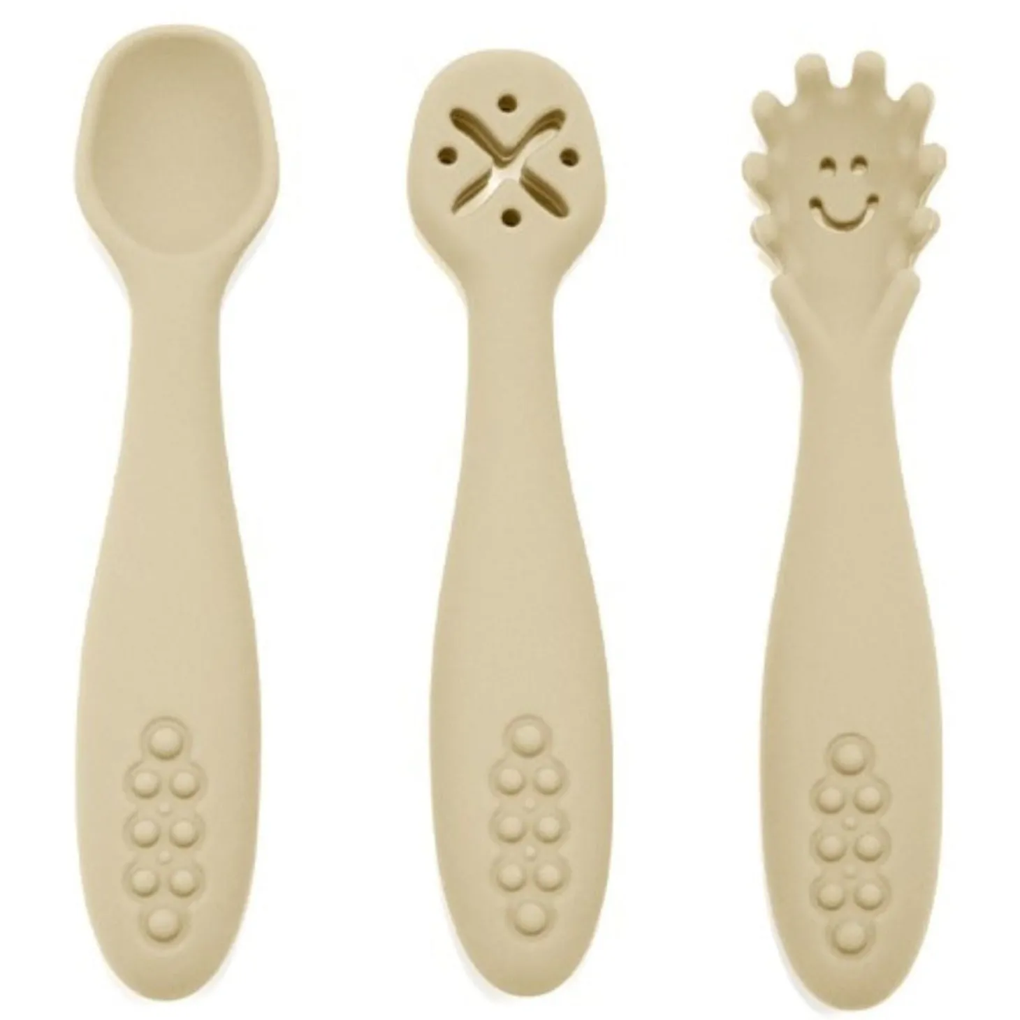 Babireva Set de 3 cuillères d'apprentissage en silicone Sable