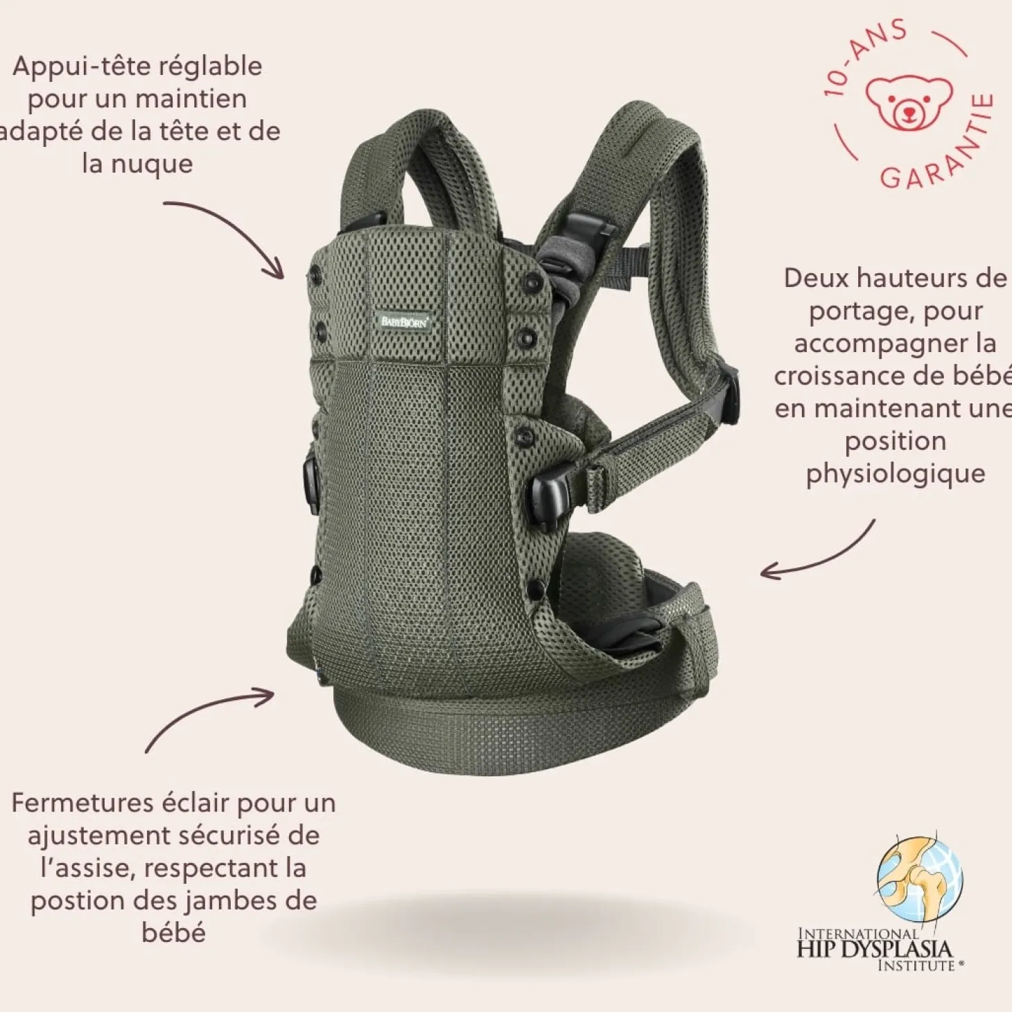 BabyBjörn Porte-bébé Harmony Mesh 3D Vert Foncé