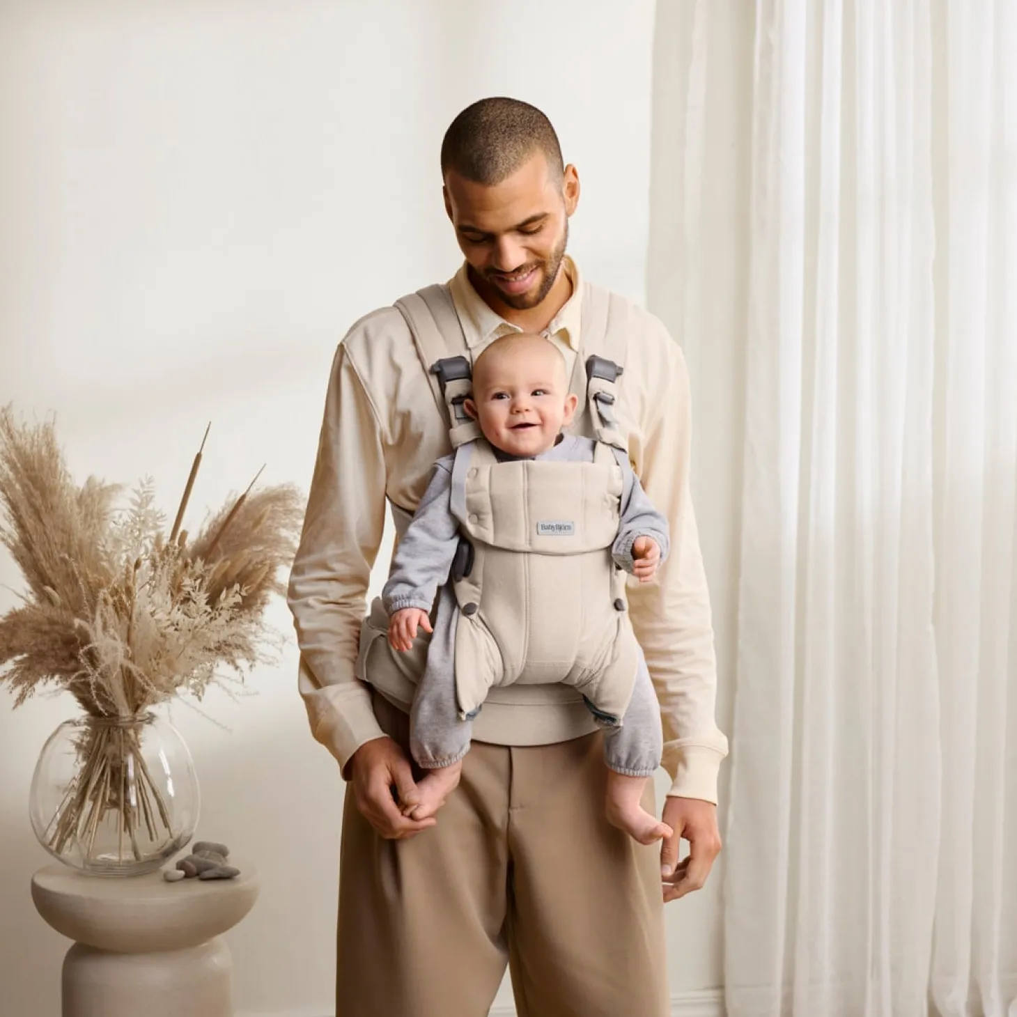 BabyBjörn Porte-bébé harmony mélange tissé chiné Beige Clair
