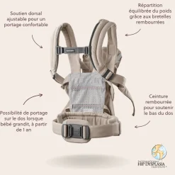 BabyBjörn Porte-bébé harmony mélange tissé chiné Beige Clair