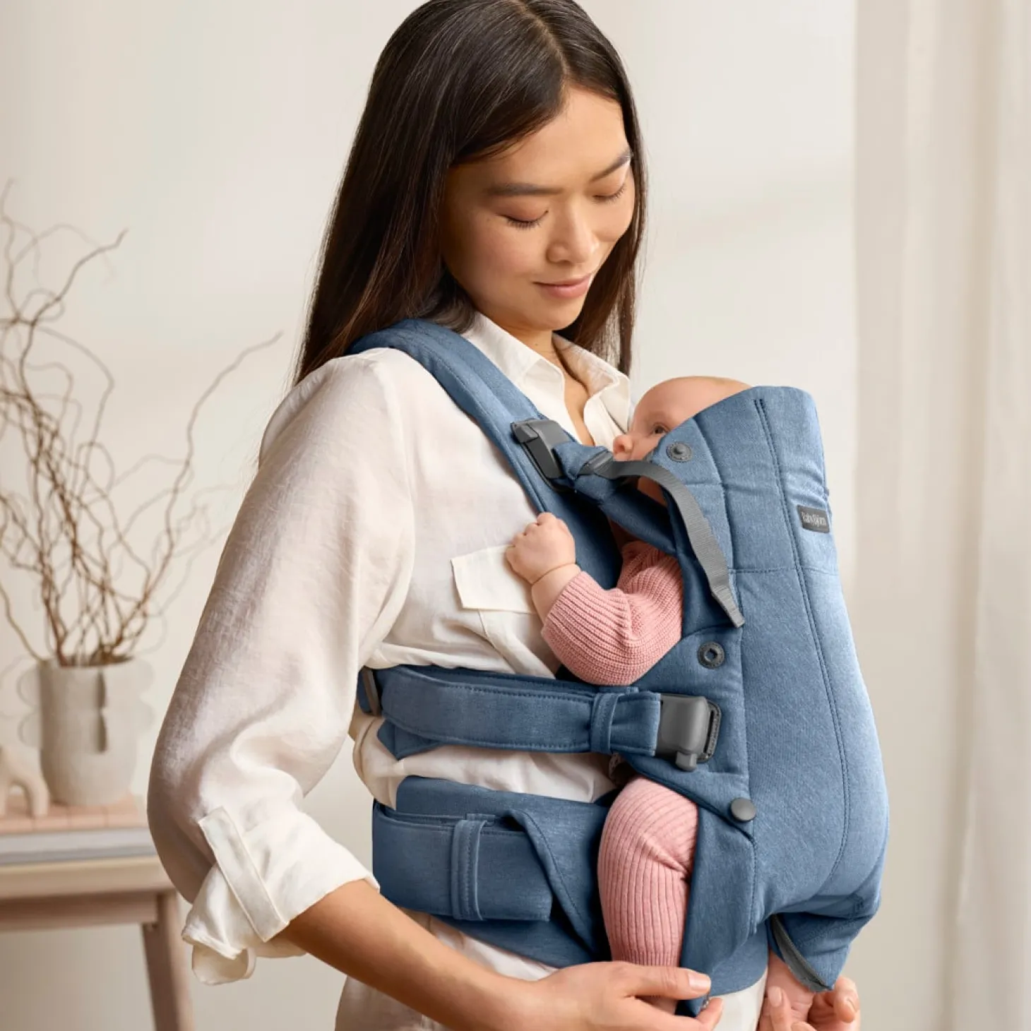 BabyBjörn Porte-bébé harmony mélange tissé chiné Bleu clair
