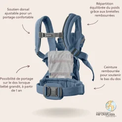 BabyBjörn Porte-bébé harmony mélange tissé chiné Bleu clair