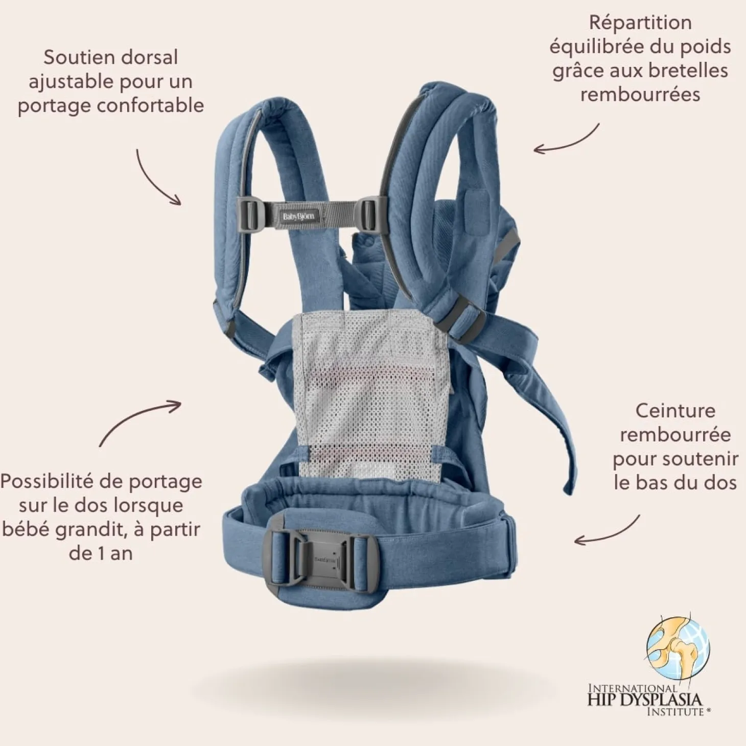 BabyBjörn Porte-bébé harmony mélange tissé chiné Bleu clair