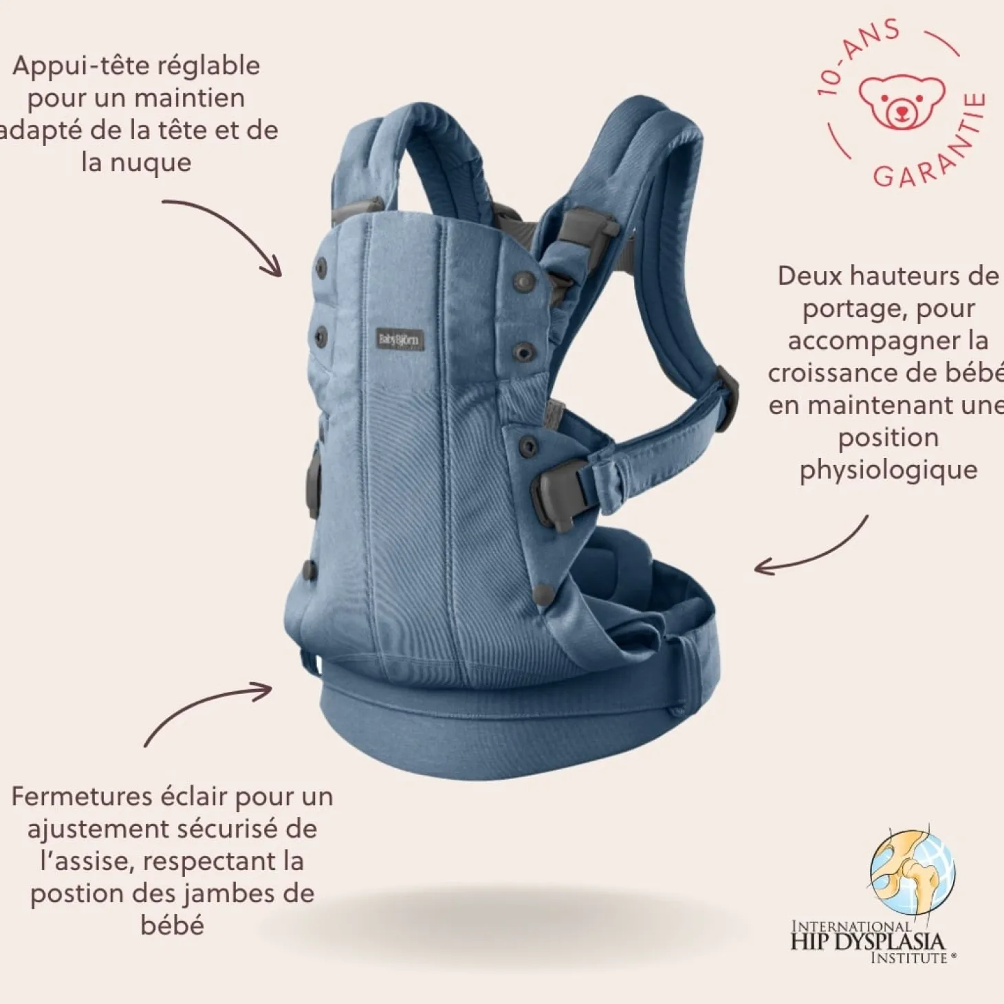 BabyBjörn Porte-bébé harmony mélange tissé chiné Bleu clair