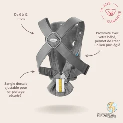 BabyBjörn Porte-bébé Mini Jersey Gris Foncé, Jersey 3D