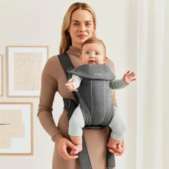 BabyBjörn Porte-bébé Mini Jersey Gris Foncé, Jersey 3D