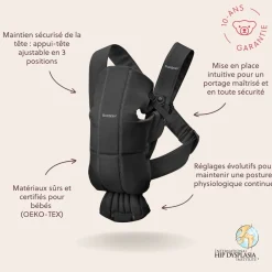 BabyBjörn Porte-bébé mini tissé Noir