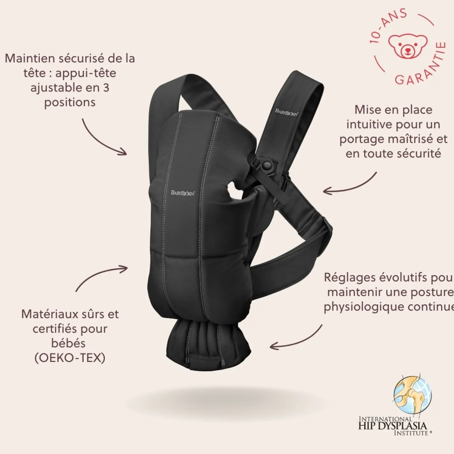 BabyBjörn Porte-bébé mini tissé Noir
