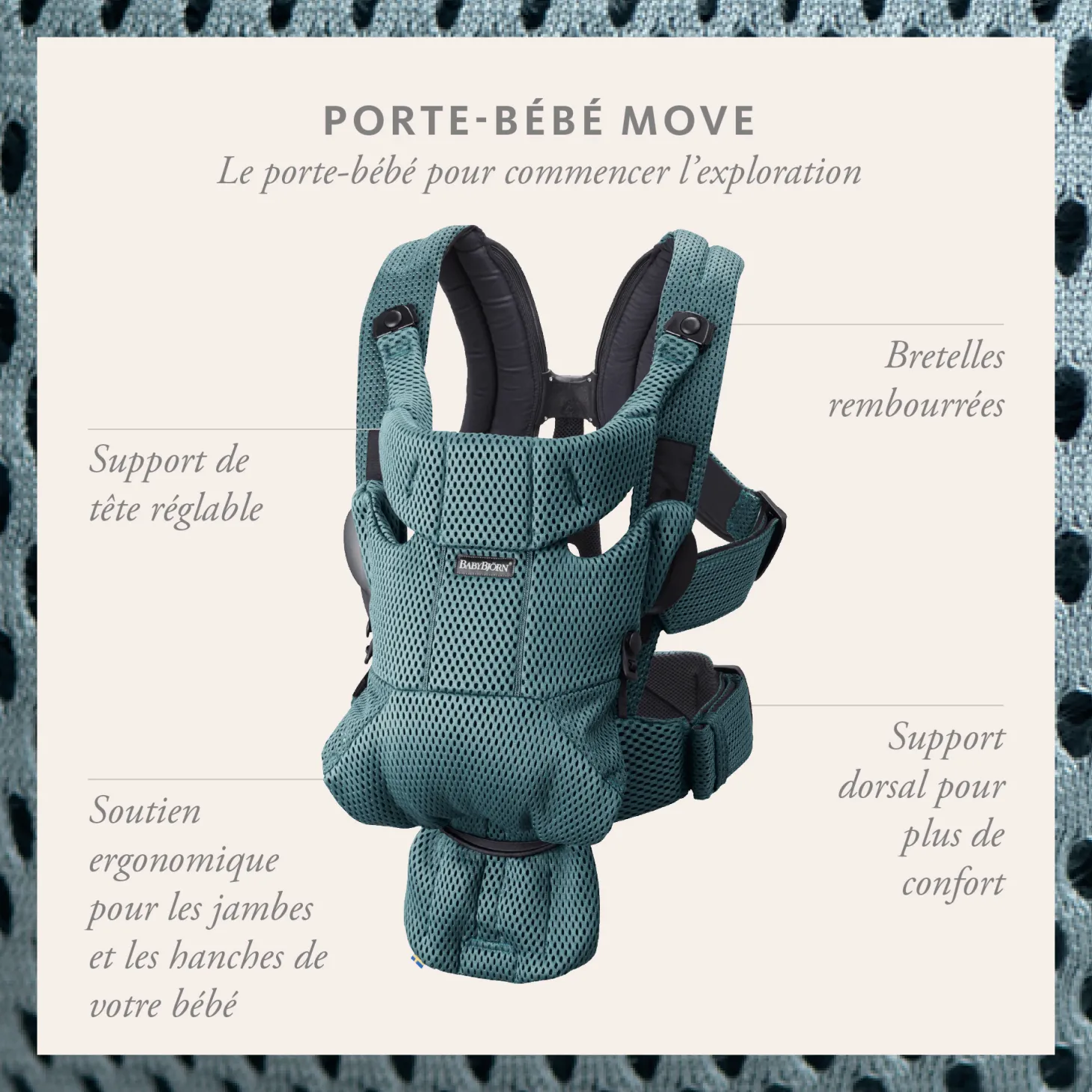 BabyBjörn Porte-bébé Move Gris, Mesh 3D