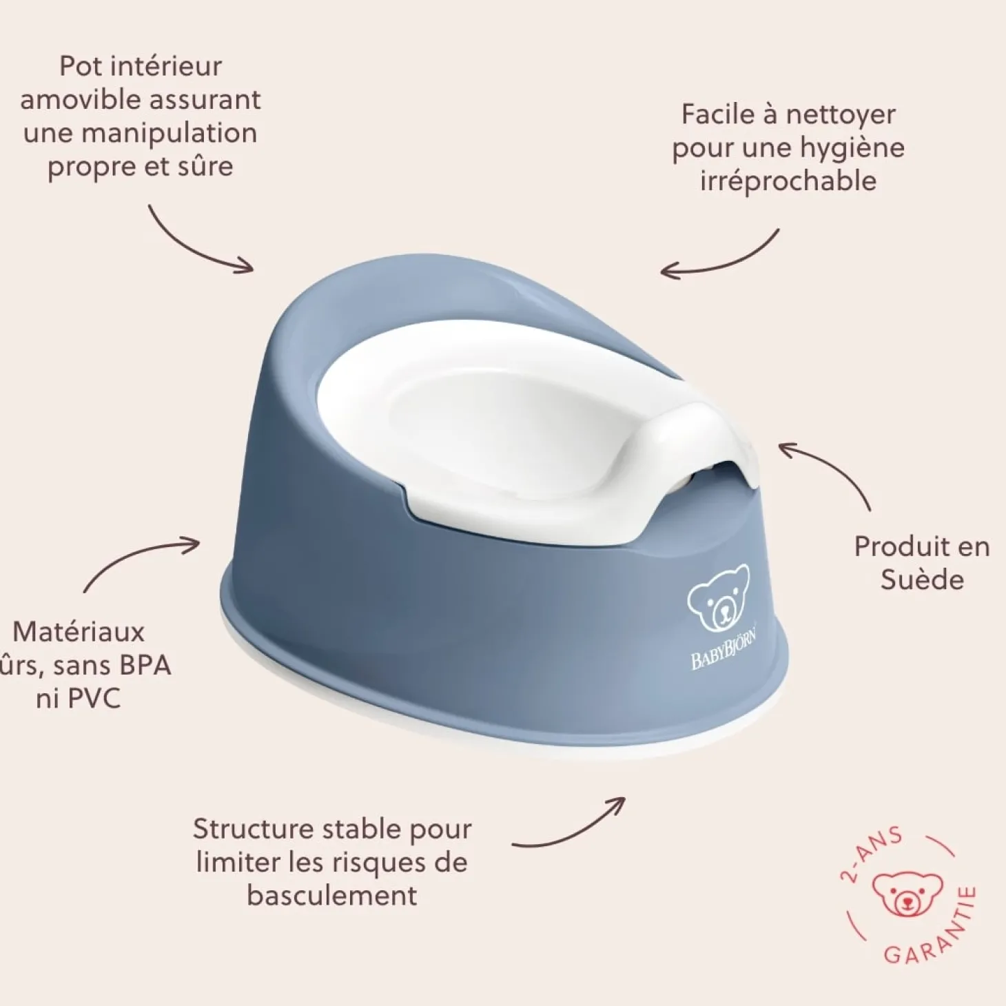 BabyBjörn Pot Smart Bleu Profond/Blanc