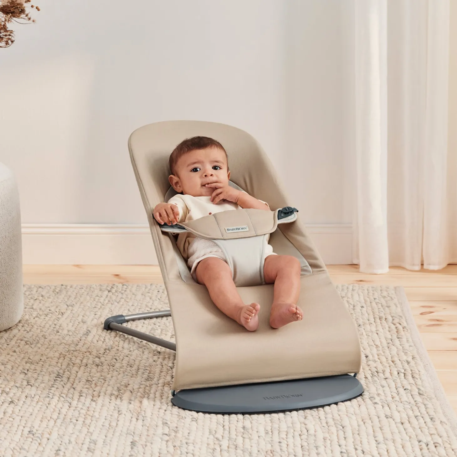 BabyBjörn Transat bébé balance soft tissé Kaki/Beige