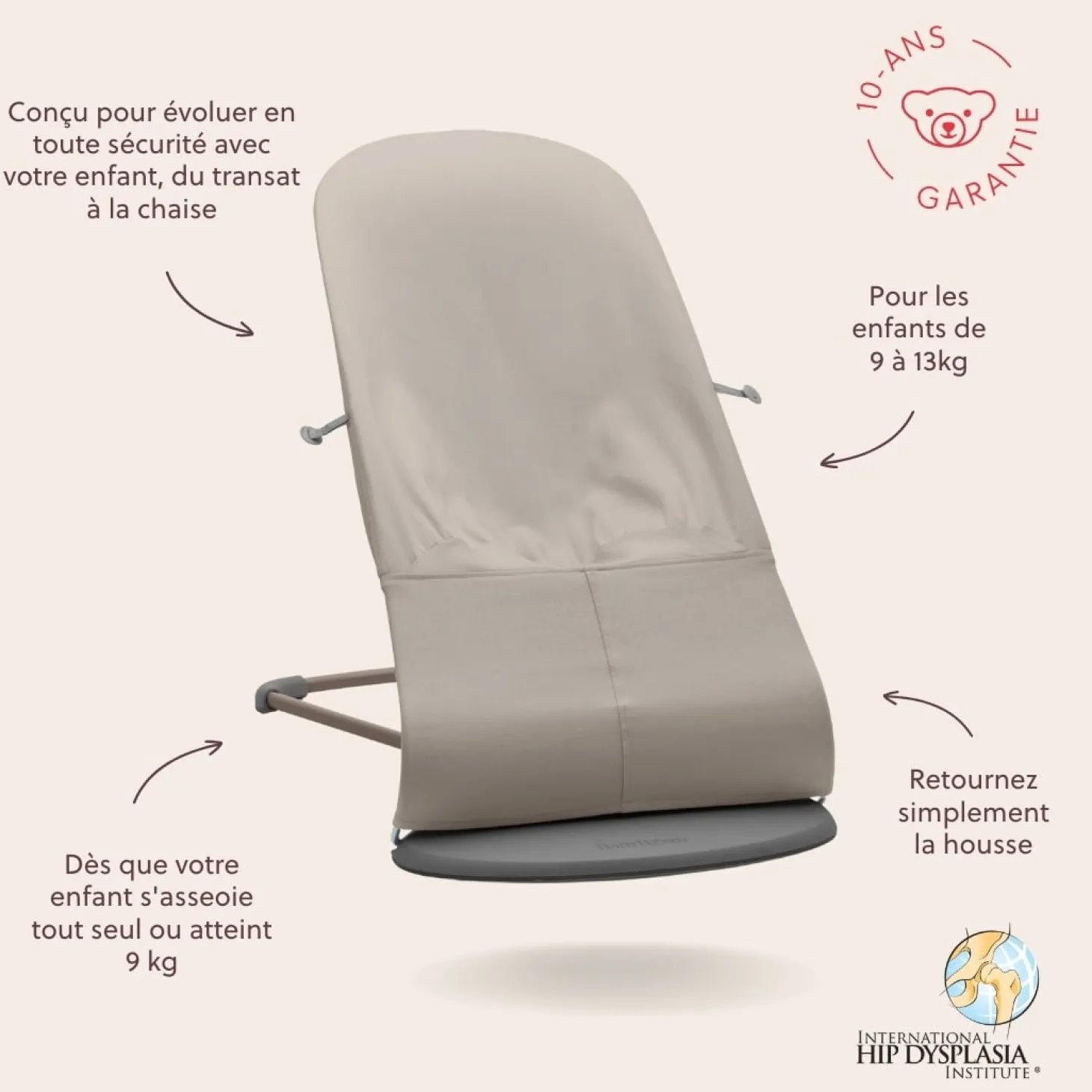 BabyBjörn Transat bébé bliss Gris Sable