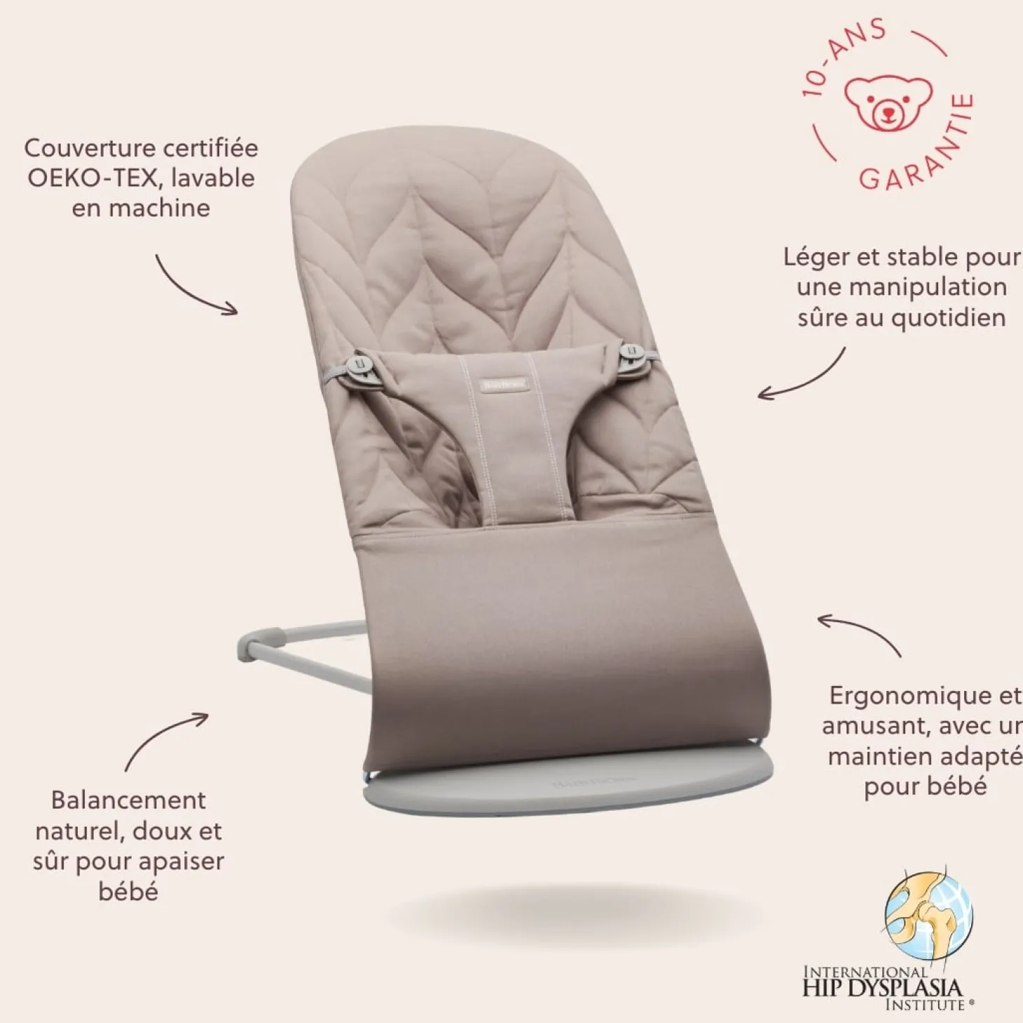 BabyBjörn Transat bébé bliss tissé Gris Sable