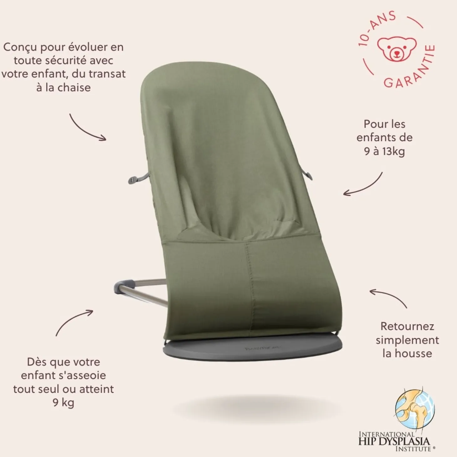 BabyBjörn Transat Bliss Coton Vert foncé