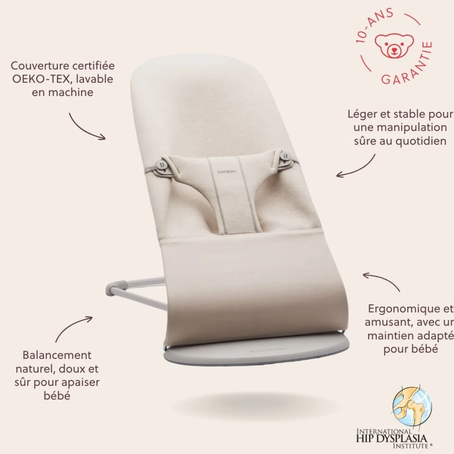 BabyBjörn Transat Bliss Jersey 3D Beige clair