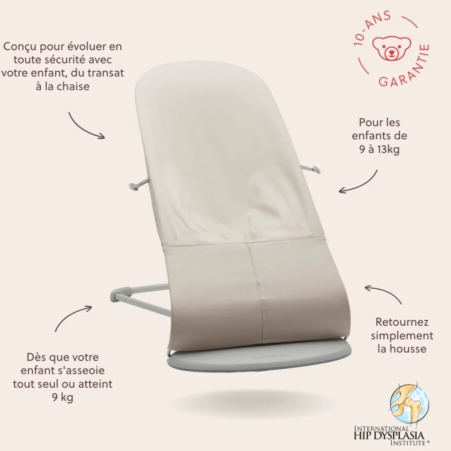 BabyBjörn Transat Bliss Jersey 3D Beige clair
