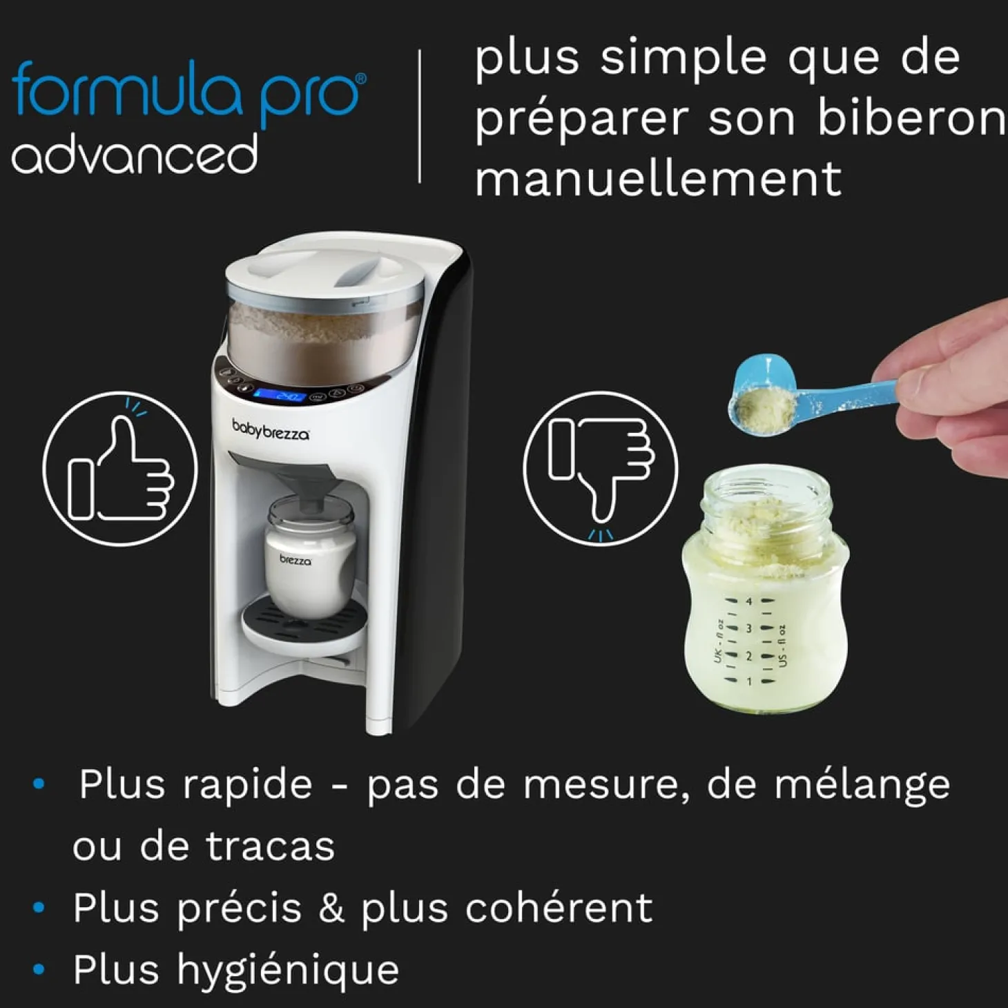 Baby Brezza Formula Pro Advanced + Kit Entonnoir Blanc/Noir