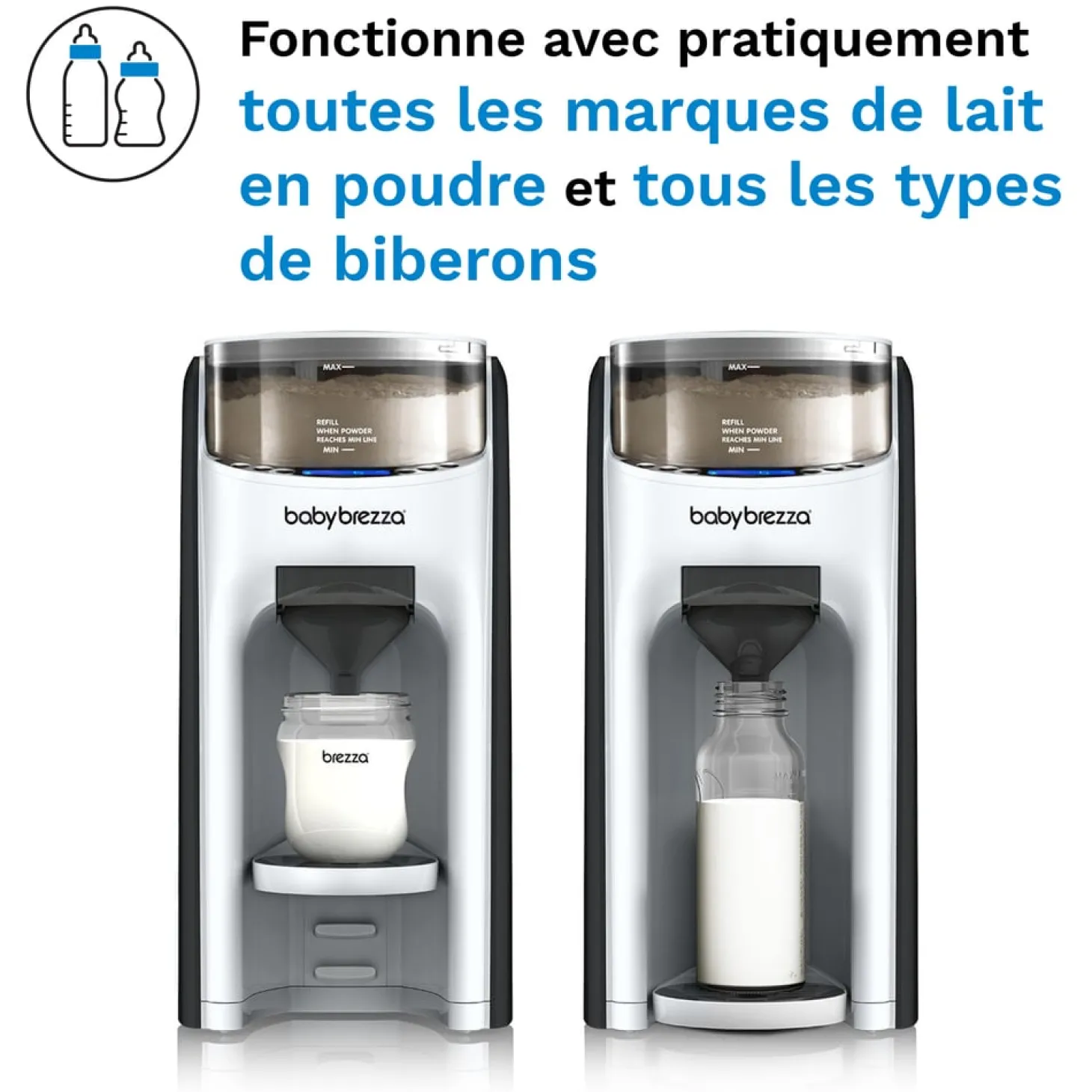 Baby Brezza Formula Pro Advanced + Kit Entonnoir Blanc/Noir