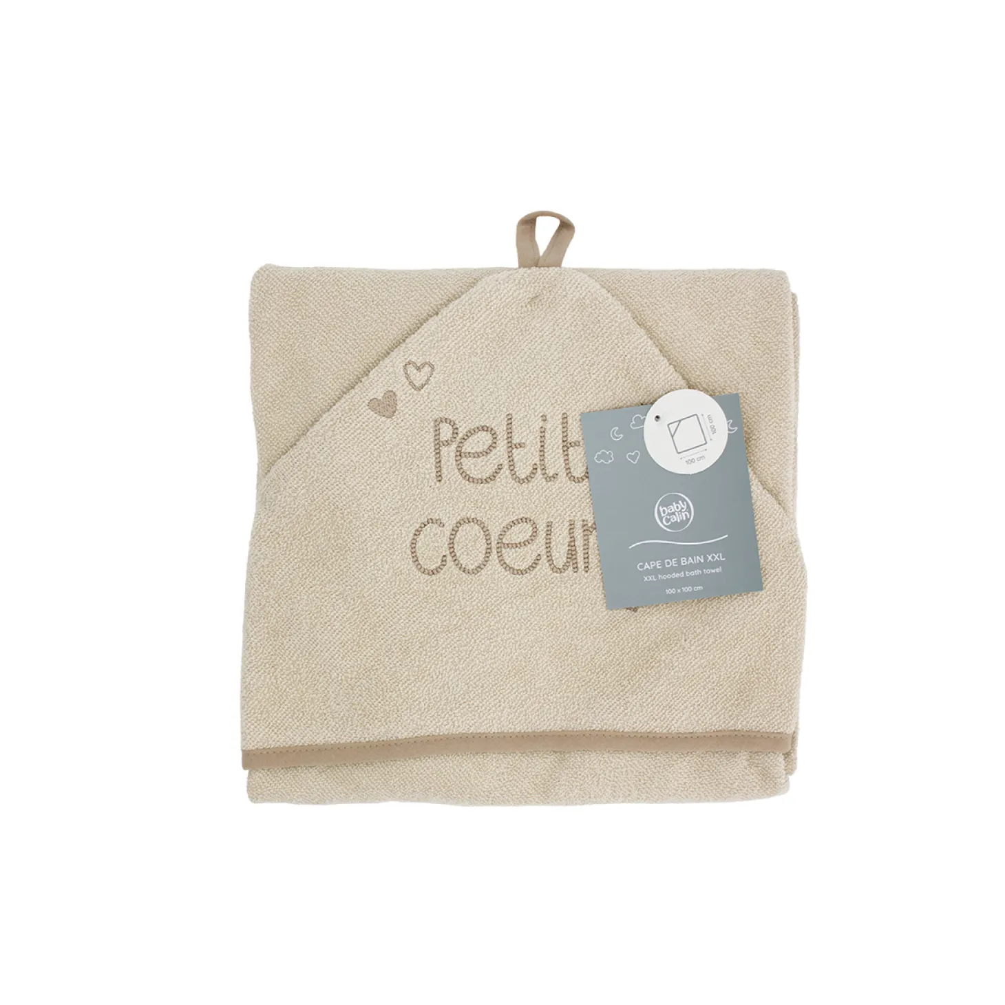 BabyCalin Cape de Bain Petit Cœur 100x100 cm