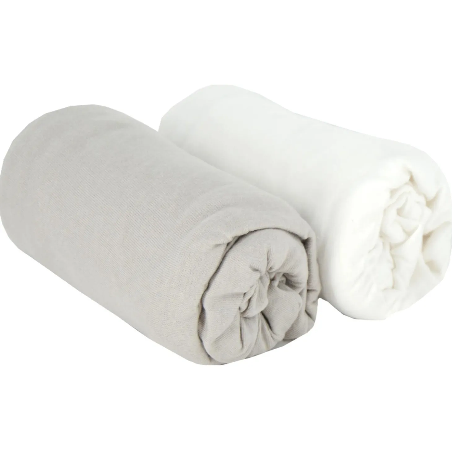 BabyCalin Lot de 2 Draps Housse Jersey Blanc/Gris 60x120 cm