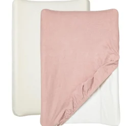 BabyCalin                    Lot de 2 Housses Matelas à langer     Blanc/Rose            50x70 cm