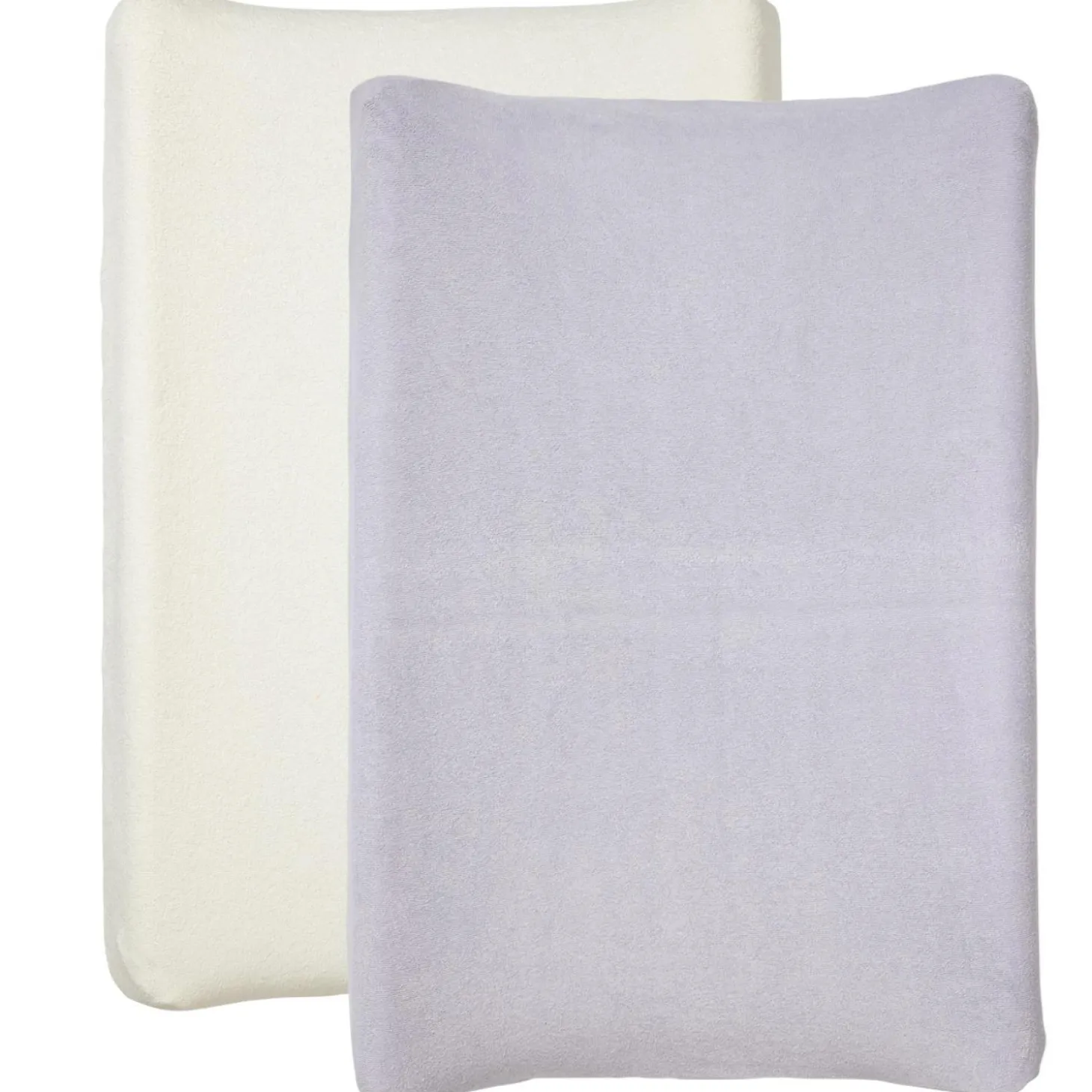 BabyCalin Lot de 2 Housses Matelas à langer Ecru/Lilas 50x70 cm
