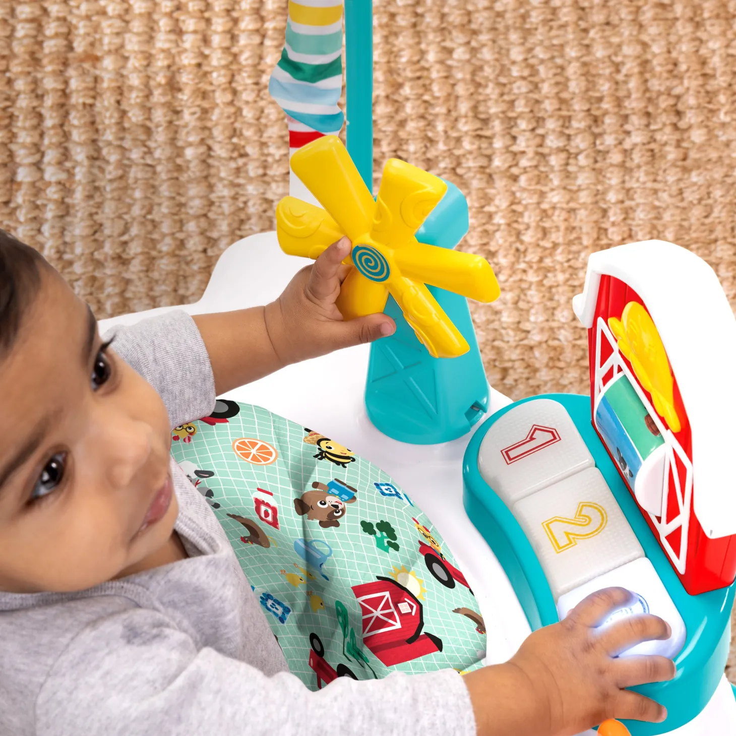 Baby Einstein Centre d'activités 2-en-1 Jump & Learn Barnyard Multicolore