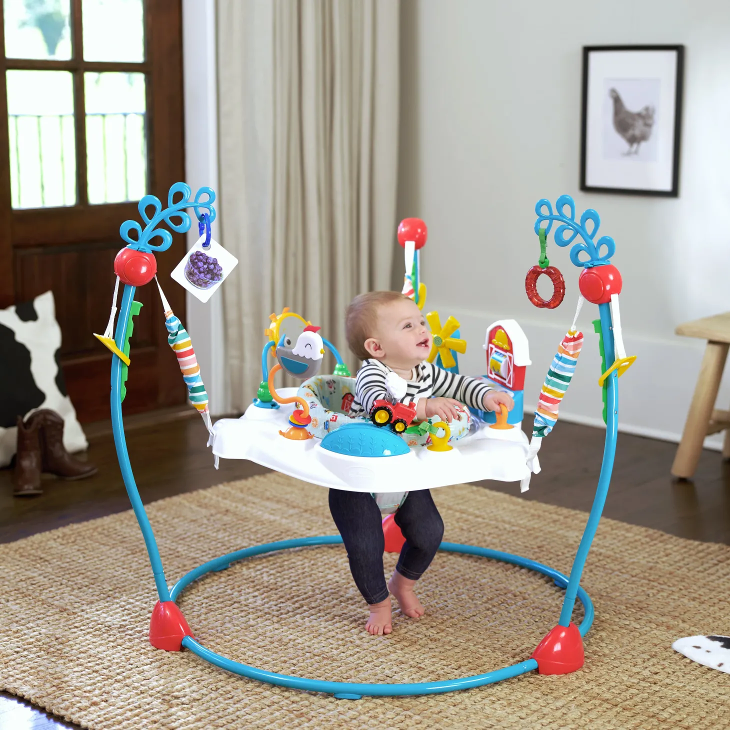 Baby Einstein Centre d'activités 2-en-1 Jump & Learn Barnyard Multicolore