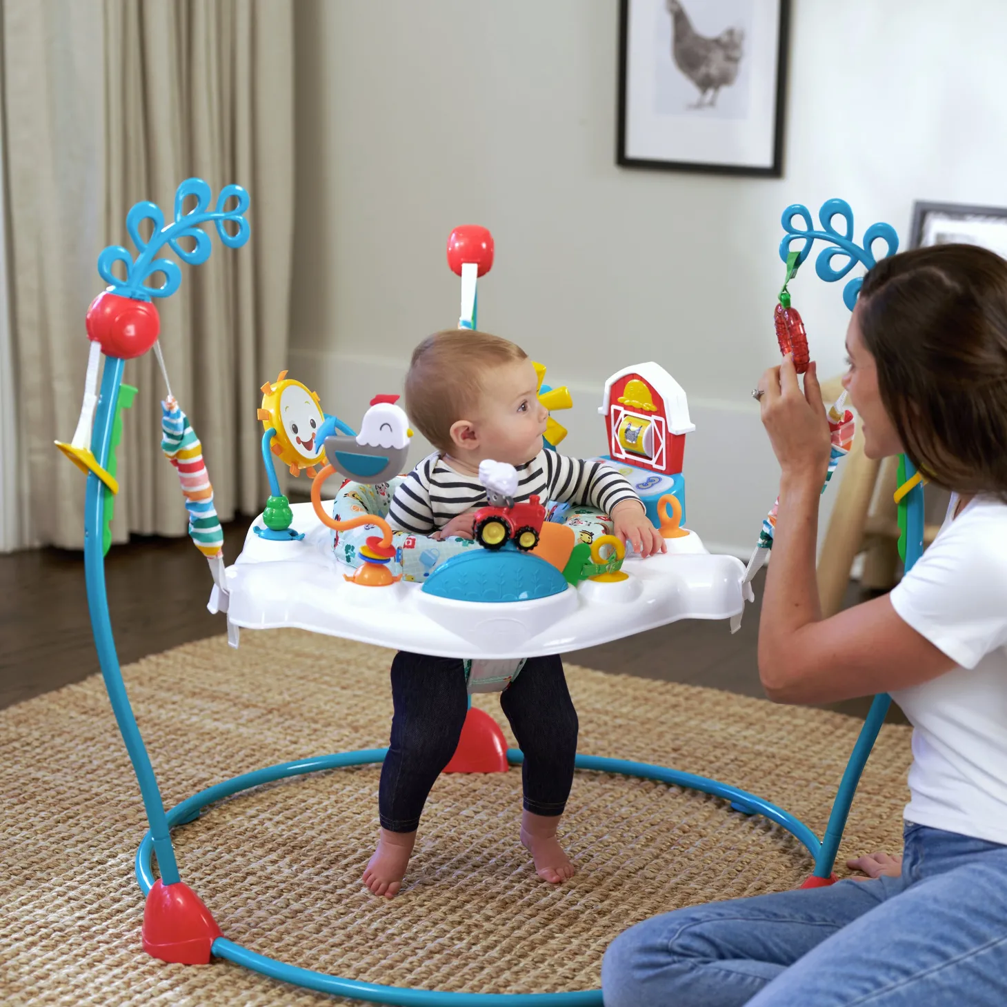 Baby Einstein Centre d'activités 2-en-1 Jump & Learn Barnyard Multicolore