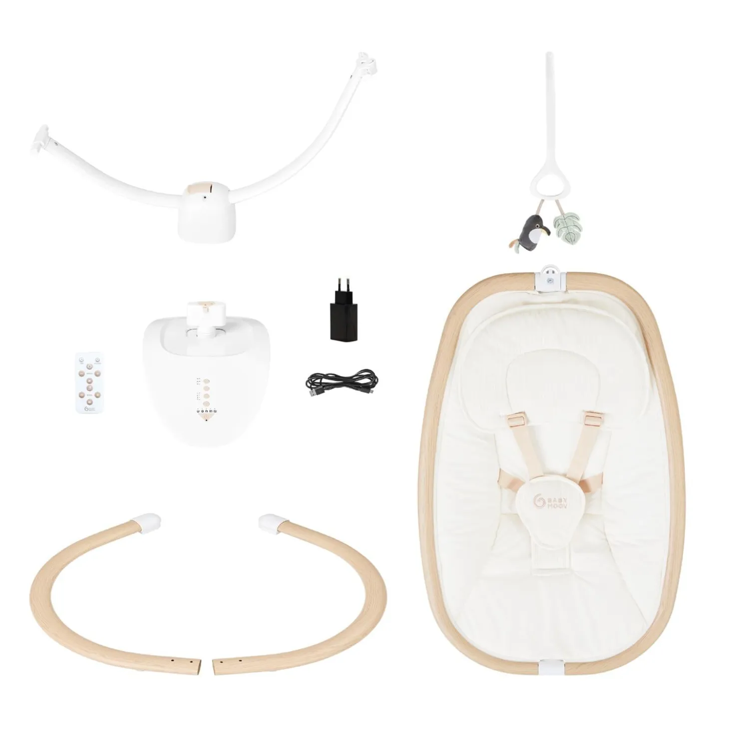 Babymoov Balancelle bébé Swoon Hoop Sand + adaptateur Blanc