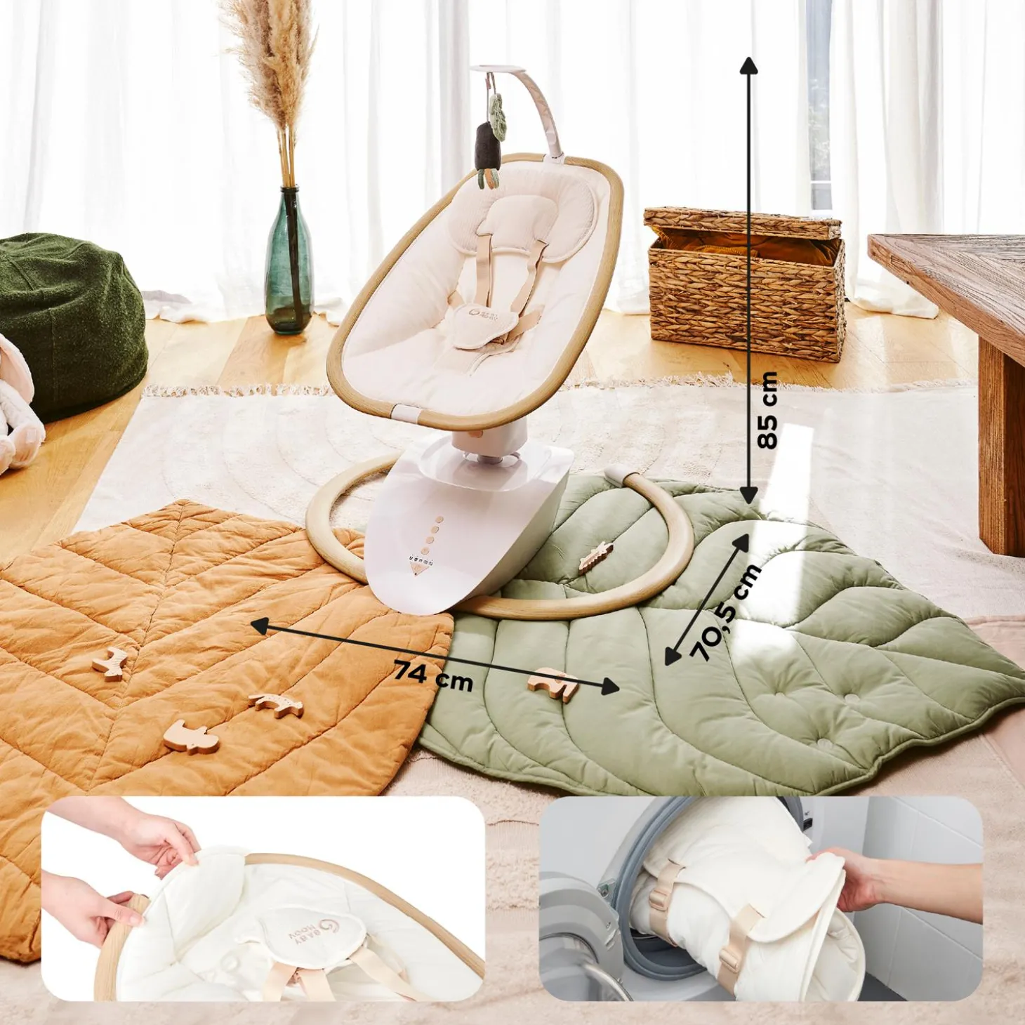 Babymoov Balancelle bébé Swoon Hoop Sand + adaptateur Blanc