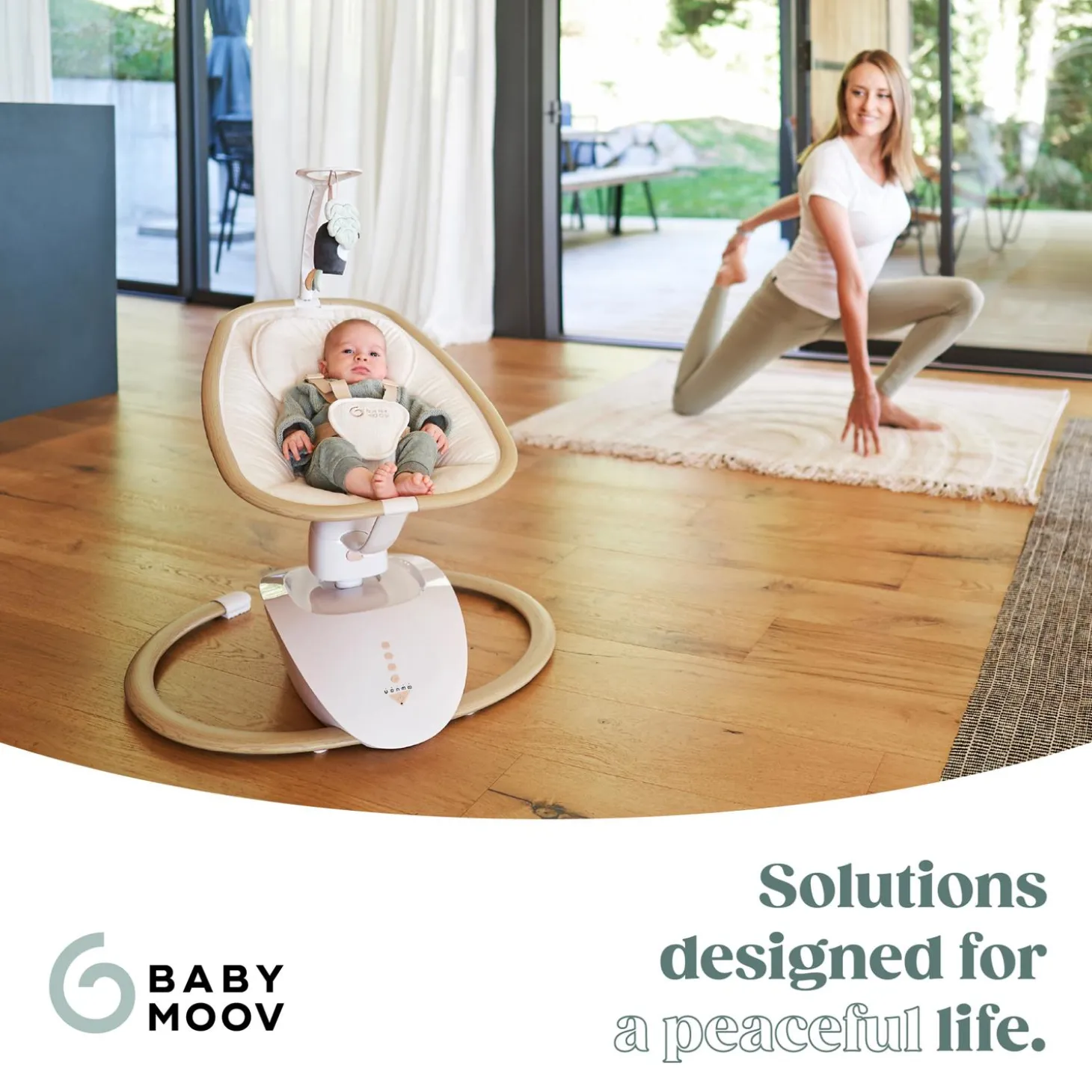 Babymoov Balancelle bébé Swoon Hoop Sand + adaptateur Blanc