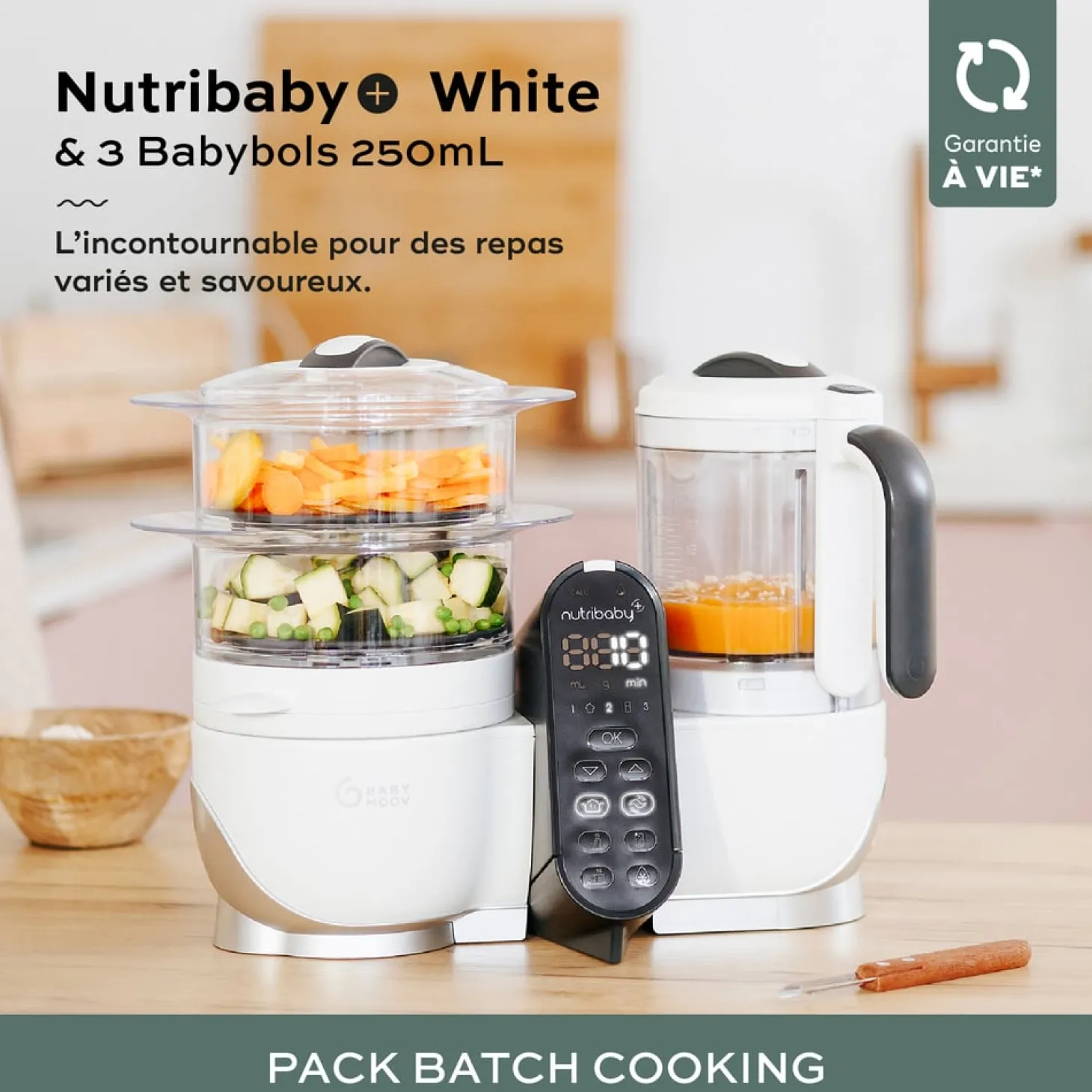 Babymoov Bundle Robot Nutribaby Plus avec 3 babybols white
