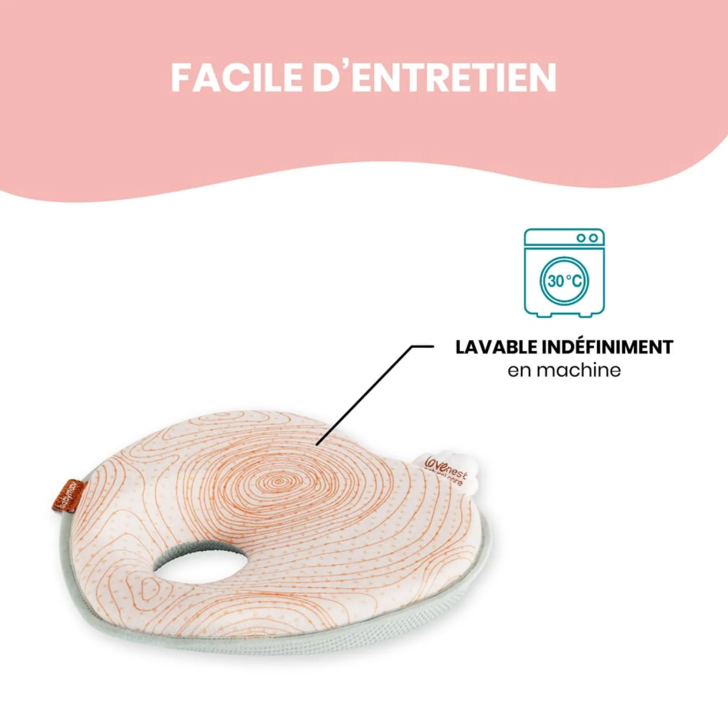 Babymoov Cale tête Lovenest Natural Care Ocre/Blanc