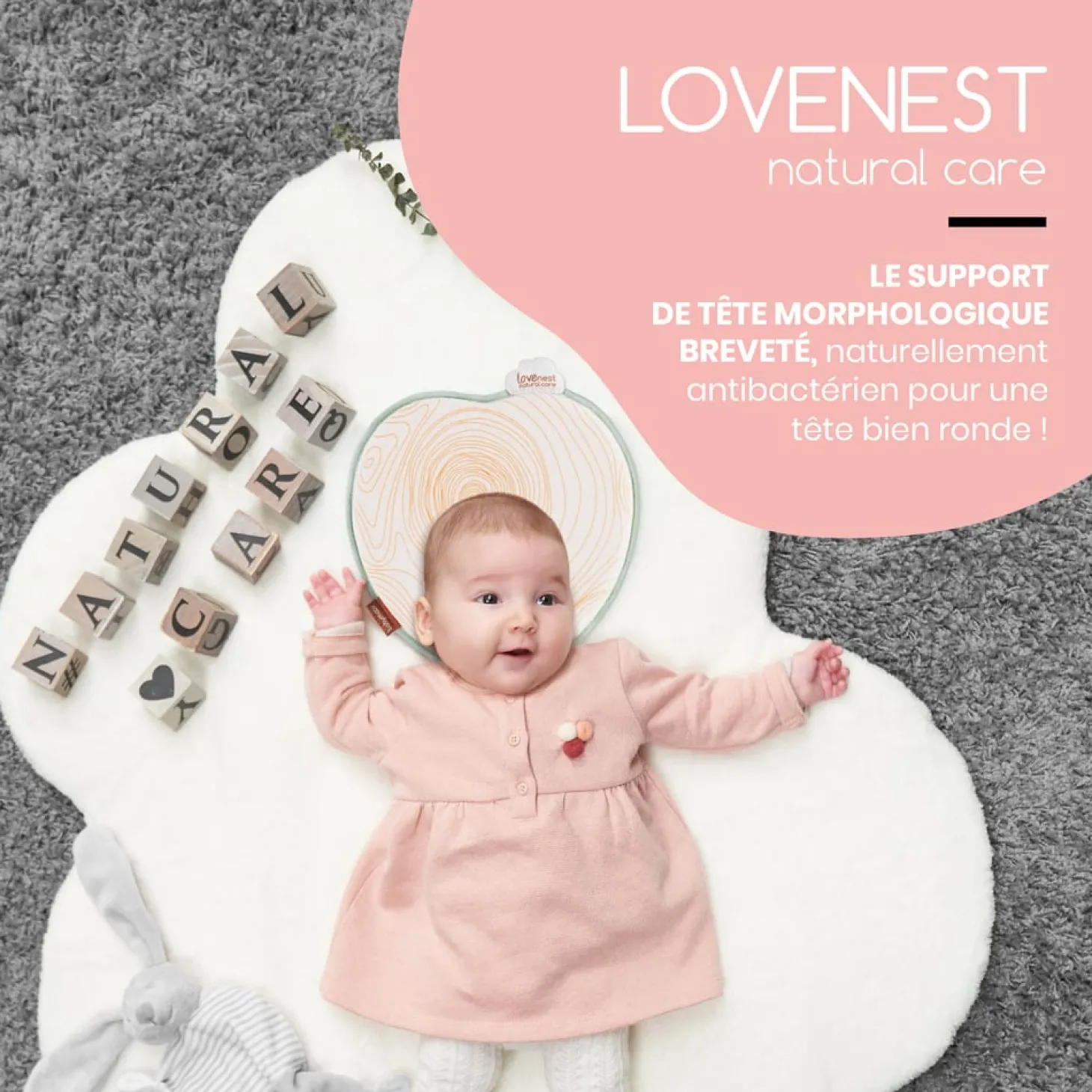 Babymoov Cale tête Lovenest Natural Care Ocre/Blanc